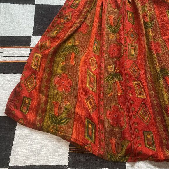 Vintage Zanana by Saraf Floral Maxi Rayon Skirt. OSFM. Tie Waist. India. - Picture 8 of 13